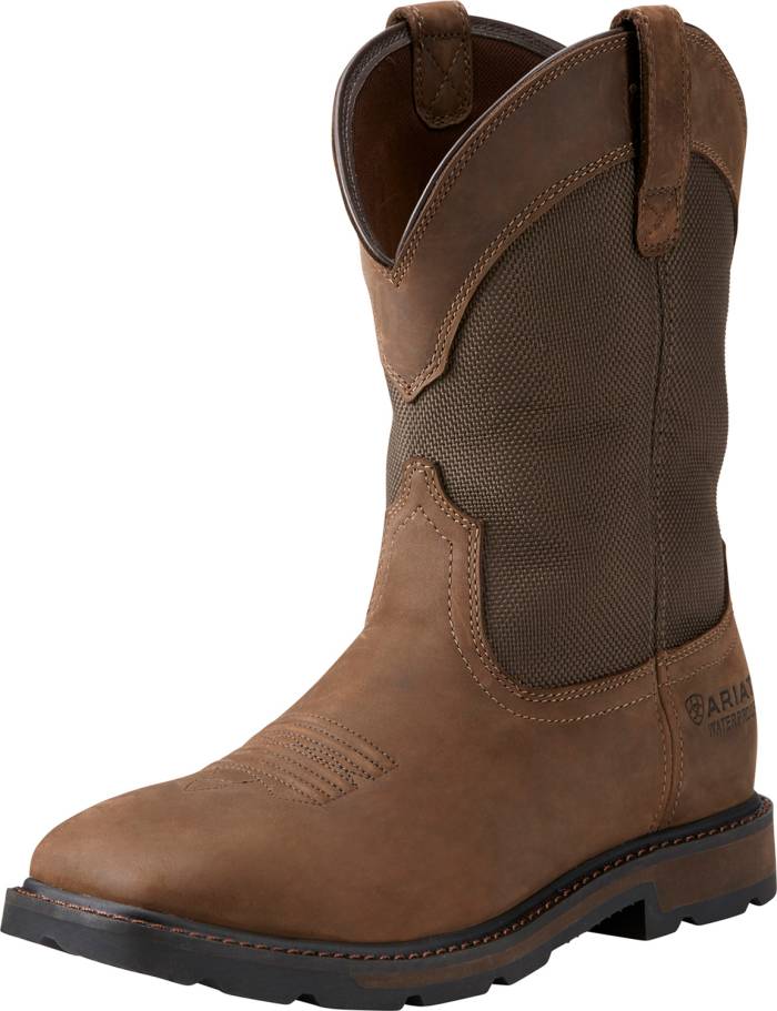 alternate view #2 of: Ariat AR10015196 Groundbreaker, Men's, Palm Brown/Ballistic Brown, Steel Toe, EH, WP, 10 Inch, Pull On, Work Boot