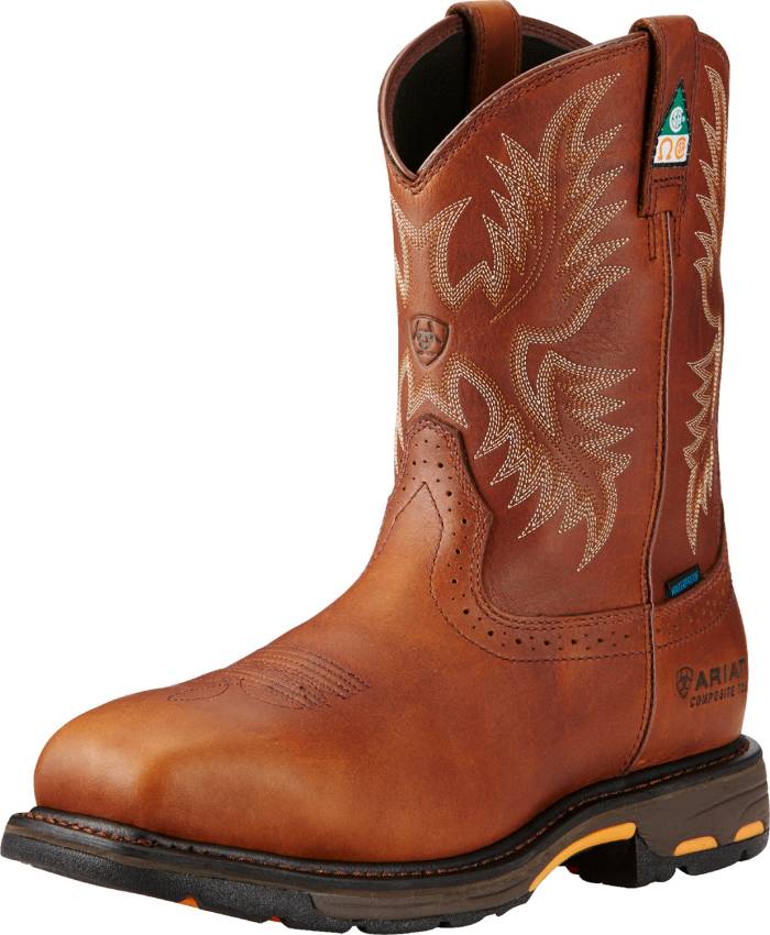 alternate view #2 of: Ariat AR10017175 WorkHog, Men's, Brown, Comp Toe, EH, PR, WP, 11 Inch, Pull On, Work Boot