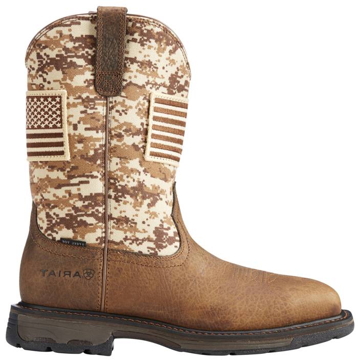 alternate view #2 of: Bota Pull-On, EH, con puntera de acero, color tierra/camuflaje, para hombre, Ariat AR10022968 WorkHog Patriot