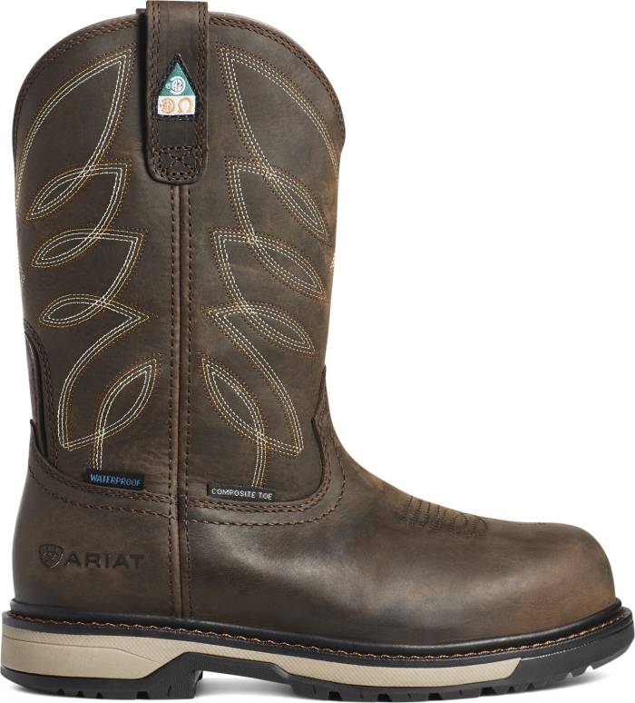 view #1 of: Ariat AR10035774 Riveter, Women's, Dark Brown, Comp Toe, EH, PR, WP, Pull On Work Boot