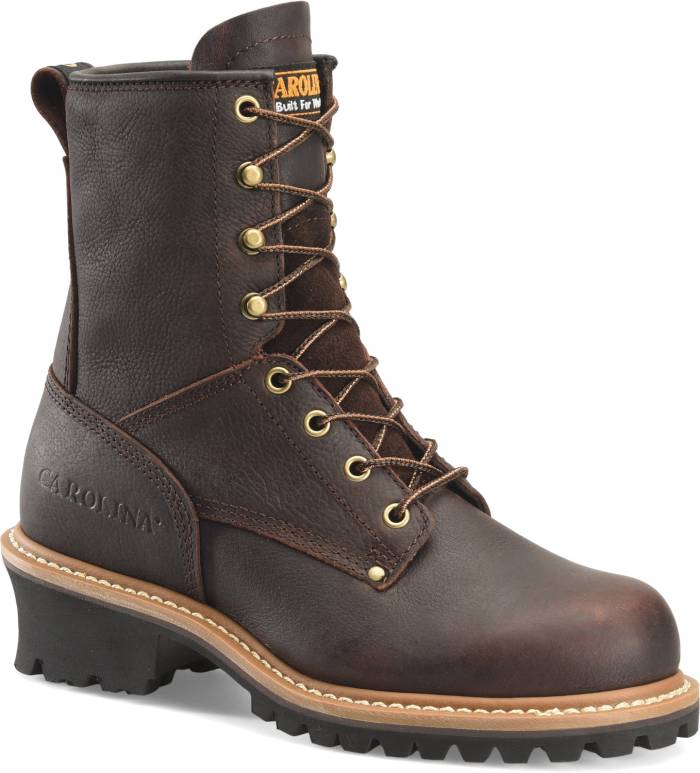 view #1 of: Carolina CA1421 Elm, Women's, Dark Brown, Steel Toe, EH, 8 Inch, Logger, Work Boot