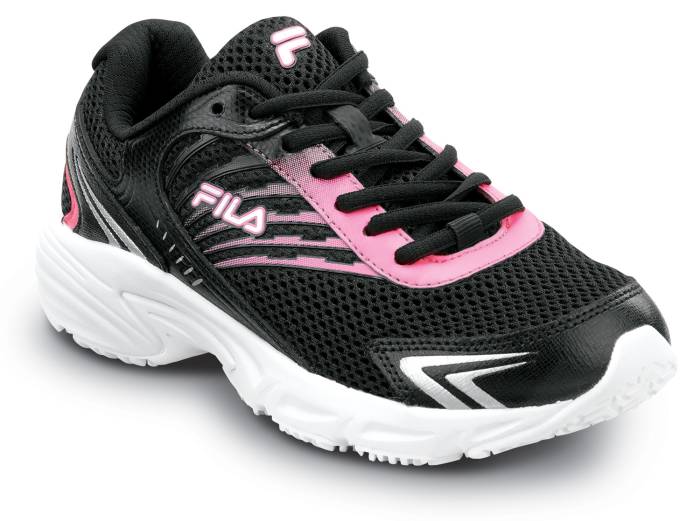 view #1 of: FILA FIL680011 Memory Starform SR, Women's, Black/Pink/Metallic Silver, Low Athletic, Slip Resistant, Work Shoe