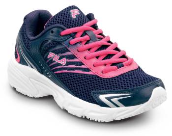 FILA FIL680418 Memory Starform SR, Women's, Navy/Pink Glow/Metallic Silver, Low Athletic, Slip Resistant, Work Shoe