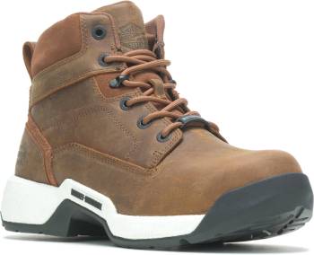 Harley Davidson HD93834 Men's, Brown/White, Comp Toe, EH, Waterproof, Side Zip, 5 Inch, Work Boot