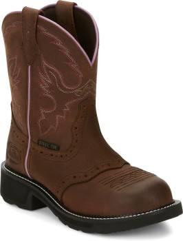 Bota Pull On, EH, con puntera de acero, marrÝn, de mujer Justin JUGY9980 Wanette