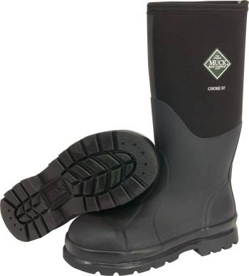 Bota de 16ápulgadas, impermeable, EH, negra, unisex, con puntera de acero-alta, Muck CHS000A Chore