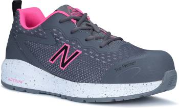 Zapato de trabajo, atlÒtico, antideslizante, bajo, con puntera de material compuesto, New Balance NBWIDLOGIGR Logic, para mujer, gris/rosa, EH, PR