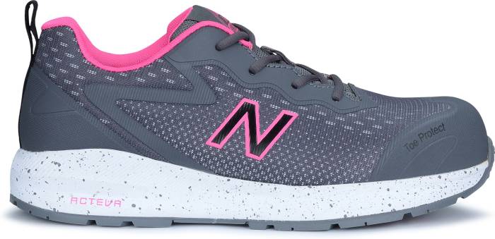 alternate view #2 of: New Balance NBWIDLOGIGR Logic, Women's, Grey/Pink, Comp Toe, EH, PR, Slip Resistant, Low Athletic, Work Shoe