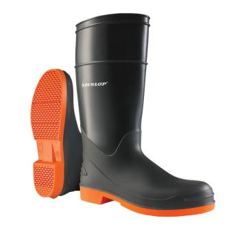 Bota Pull-on, con puntera de acero, antideslizante, impermeable de PVC, 16ápulgadas, gris/naranja de hombre Dunlop 87982