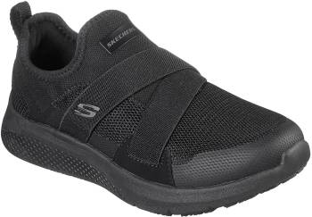 Pancha informal antideslizante, con puntera blanda, negra, de mujer SKECHERS Work SK108008BLK Elloree