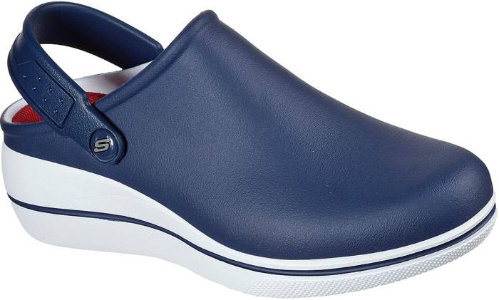 view #1 of: SKECHERS Work SK108051NVW Amreli, Women's, Navy/White, Soft Toe, Slip Resistant Clog