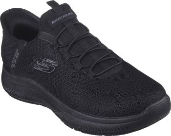 Zapato de trabajo deportivo antideslizante EH con puntera blanda negro para mujer sin cordones de manos libres SKECHERS Work SK108144BBK Summits SR-Enslee