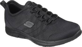 SKECHERS Work SK77211BLK Ghenter-Srelt, Women's, Black, Soft Toe, Slip Resistant, Work Shoe