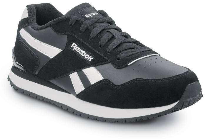 view #1 of: Reebok Work SRB1955 Harman, Men's, Black/White, Retro Jogger Style, EH, MaxTRAX Slip Resistant, Soft Toe Work Shoe