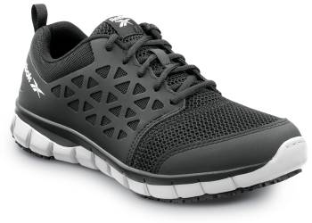 Reebok Work SRB3201 Sublite Cushion Work, Men's, Black/Gray, Athletic Style, MaxTRAX Slip Resistant, Soft Toe Work Shoe