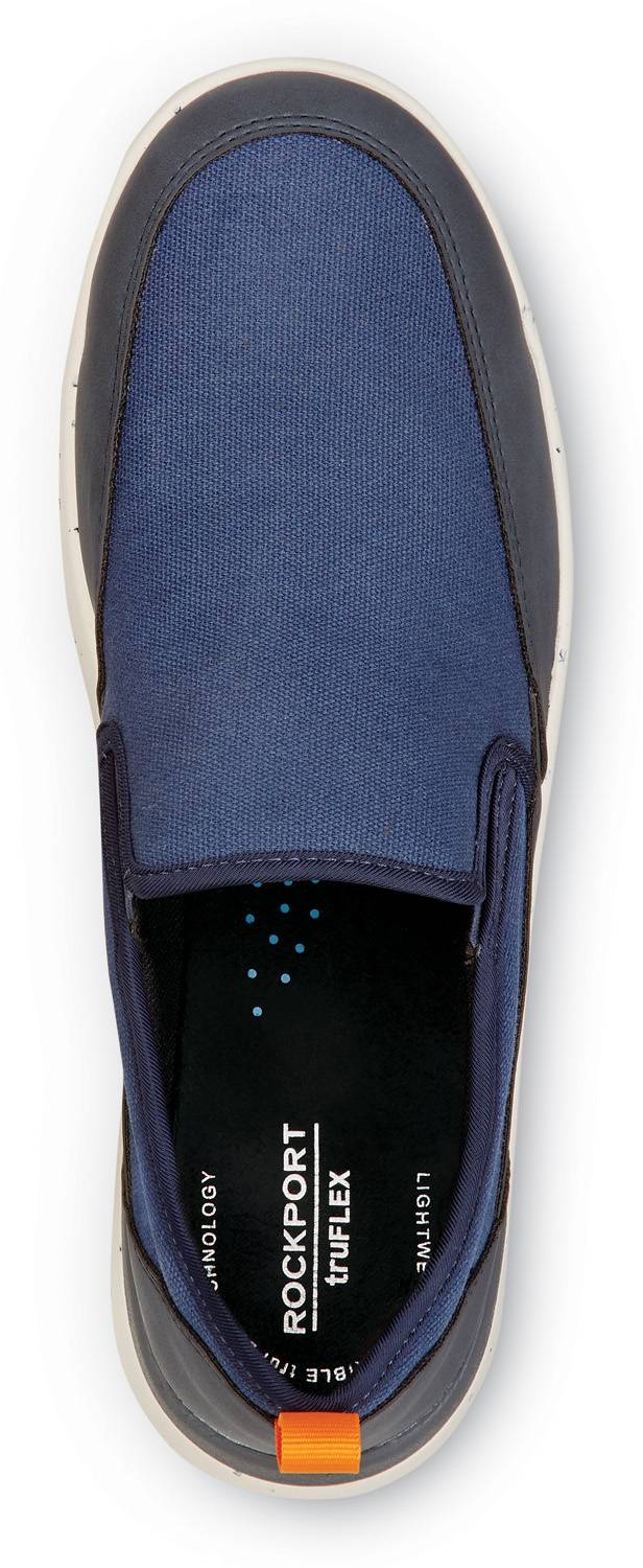 alternate view #4 of: Rockport Works SRK4574 truFLEX Fly Mudguard Work, Men's, Navy, Comp Toe, SD, MaxTRAX Slip Resistant, Casual, Slip On, Work Shoe