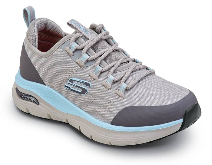 view #1 of: SKECHERS Work SSK108096GYAQ Christina, Arch Fit, Women's, Grey/Aqua, Soft Toe, EH, MaxTRAX Slip Resistant, Low Athletic Work Shoe