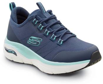 Calzado de trabajo con puntera blanda, antideslizante MaxTRAX, estilo atlÒtico, EH, azul marino/aqua, de mujer, SKECHERS Work Arch Fit SSK108096NVAQ Christina