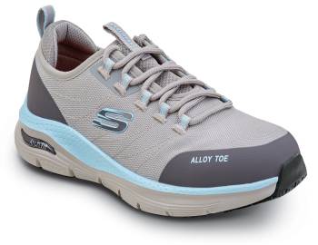 SKECHERS Work SSK108097GYAQ Sadie, Arch Fit, para mujer, gris/acußceo, con puntera de aleaciÝn, EH, MaxTRAX antideslizante, calzado de trabajo deportivo bajo