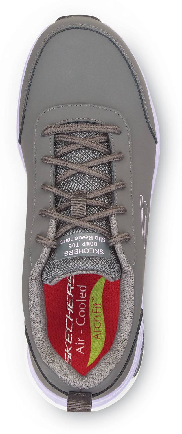 alternate view #4 of: SKECHERS Work Arch Fit SSK108098GYPR Reagan, Women's, Grey/Purple, Athletic Style, Alloy Toe, EH, MaxTRAX Slip Resistant, Work Shoe