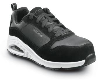 SKECHERS Work UNO SSK108192BKW Luna, Women's, Black/White, Alloy Toe, EH, MaxTRAX Slip Resistant, Low Athletic, Work Shoe