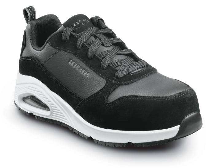 view #1 of: SKECHERS Work SSK108192BKW Luna, Women's, Black/White, Alloy Toe, EH, MaxTRAX Slip Resistant, Low Athletic, Work Shoe