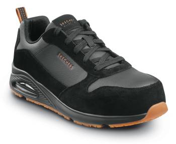 SKECHERS Work SSK200252BLK Parker, Men's, Black, Alloy Toe, EH, MaxTRAX Slip Resistant, Low Athletic, Work Shoe