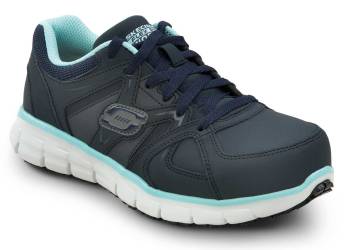 SKECHERS Work SSK406NVAQ Jackie, Women's, Navy/Aqua, Athletic Style, Alloy Toe, EH, MaxTRAX Slip Resistant, Work Shoe