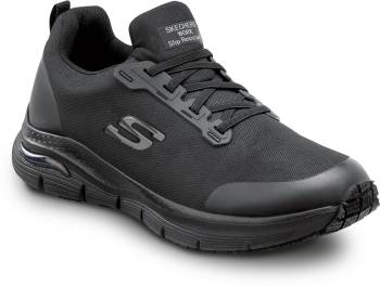 Zapato de trabajo antideslizante MaxTRAX con puntera de aleaciÝn, pancha de estilo atlÒtico negra, de hombre SKECHERS Work Arch Fit SSK8037BLK Charles