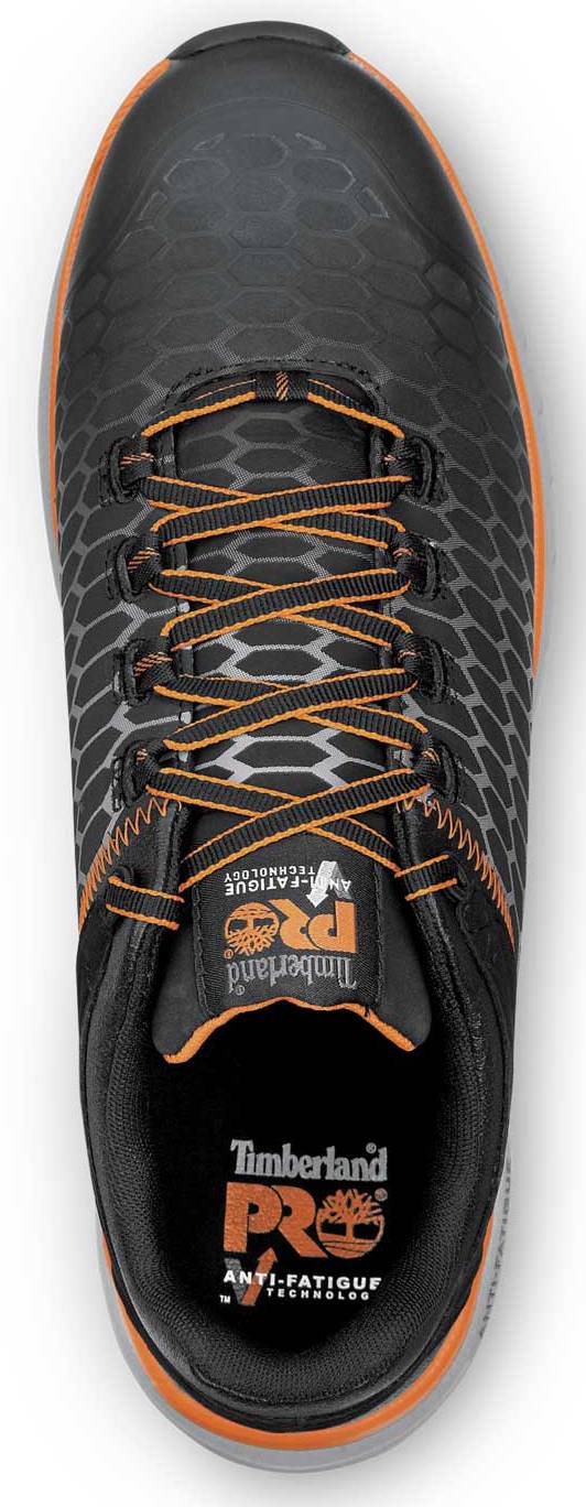 alternate view #4 of: Timberland PRO STMA1XRK Powerdrive, Men's, Black/Orange, Soft Toe, EH, MaxTRAX Slip Resistant Low Athletic