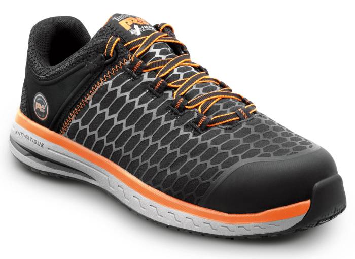 view #1 of: Timberland PRO STMA21AV Powerdrive, Men's, Black/Orange, Comp Toe, EH, MaxTRAX Slip Resistant Low Athletic