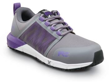 Timberland PRO STMA5NCP Radius, Women's, Steel Gray/Royal Purple, Comp Toe, EH, MaxTRAX Slip Resistant, Athletic, Work Shoe