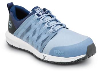 Timberland PRO STMA5NQK Radius, Men's, Blue Fog, Comp Toe, EH, MaxTRAX Slip Resistant, Athletic, Work Shoe