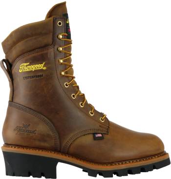 Bota de trabajo le±adora EH WP, con aislamiento, con puntera de acero, de 9 pulgadas, marrÝn, para hombre, Thorogood TG804-3554 Logger Series USA