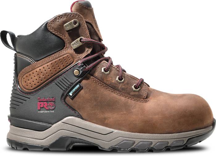 alternate view #2 of: Timberland PRO TMA4115 Hypercharge, Women's, Brown/Purple, Comp Toe, EH, WP, 6 Inch, Work Boot