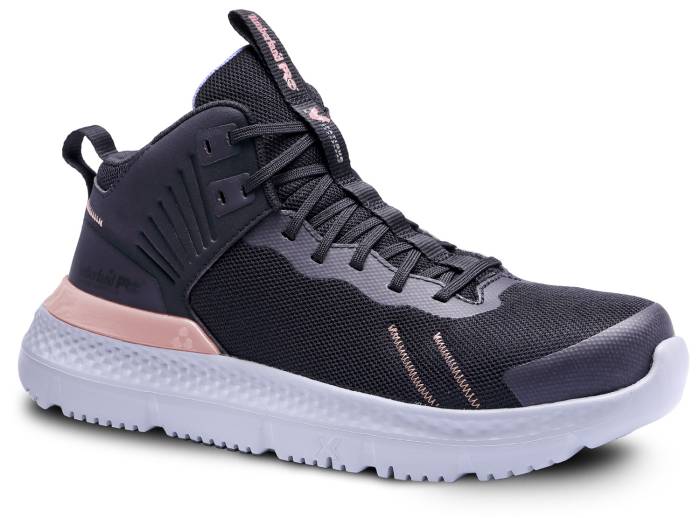 view #1 of: Timberland PRO TMA5UVU Setra Women's, Black/Grey/Rose, Comp Toe, EH, Slip Resistant, Mid Athletic Work Shoe