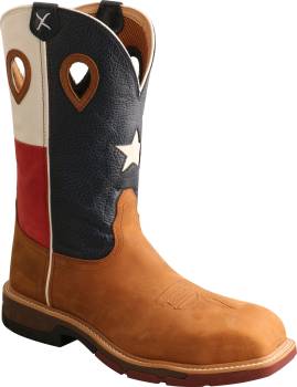 Bota de 12ápulgadas EH con puntera de material compuesto, marrÝn/bandera de Texas de hombre Twisted X TWMXBN004