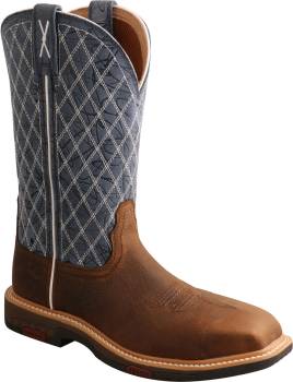 Twisted X TWWXBN001 Women's, Brown/Blue, Nano Toe, EH, 11 Inch, Pull On Boot