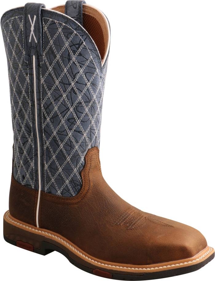 view #1 of: Twisted X TWWXBN001 Women's, Brown/Blue, Nano Toe, EH, 11 Inch, Pull On Boot