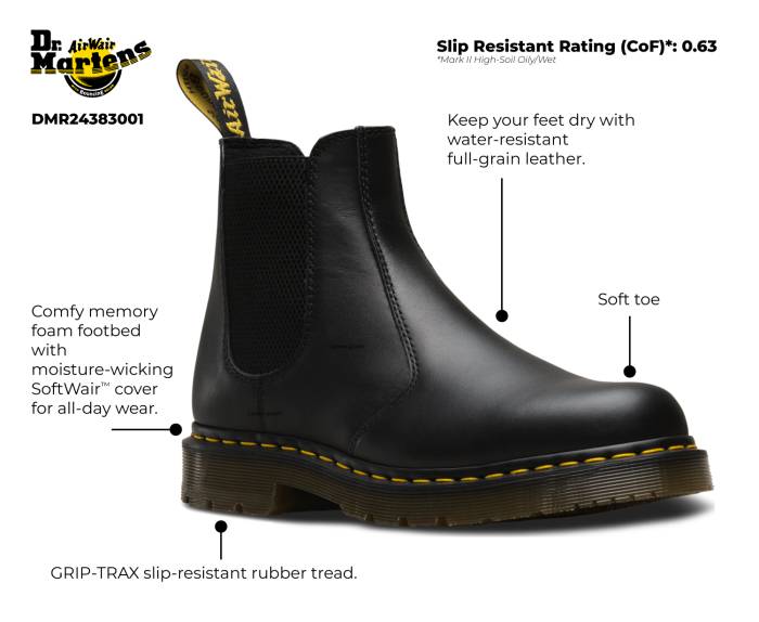 alternate view #2 of: Dr. Martens DMR24383001 2976 Originals Chelsea, Unisex, Black, Twin Gore, Slip Resistant Boot