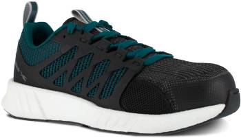 Deportivo de trabajo, SD, con puntera de composite, negro/verde azulado, de mujer, Reebok Work WGRB314 Fusion Flexweave