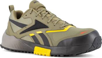 Reebok Work WGRB3240 Lavante Trail 2 Work, Men's, Army Green/Black/Yellow, Comp Toe, EH, Low Athletic, Work Shoe