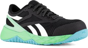 Reebok Work WGRB365 Nanoflex TR Work, Women's, Black/Seafoam Green/White, Comp Toe, EH, Low Athletic, Work Shoe