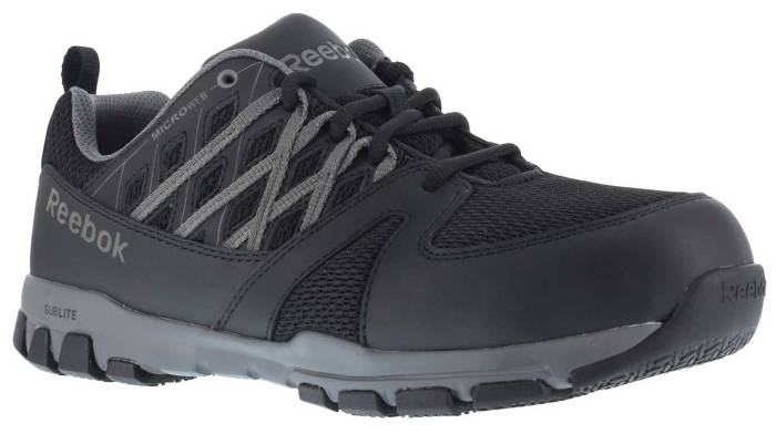 view #1 of: Reebok Work WGRB4015 Sublite Work, Men's, Black/Grey, Soft Toe, SD, Slip Resistant, Low Athletic Oxford