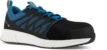 Reebok Work WGRB4314 Fusion Flexweave Work, Men's, Black/Blue, Comp Toe, EH, Low Athletic, Work Shoe