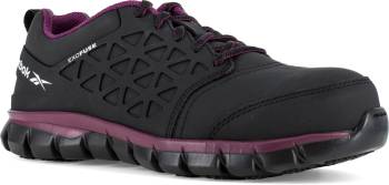 Reebok Work WGRB492 Sublite Cushion Work, Women's, Black/Plum, Comp Toe, SD, Low Athletic, Work Shoe