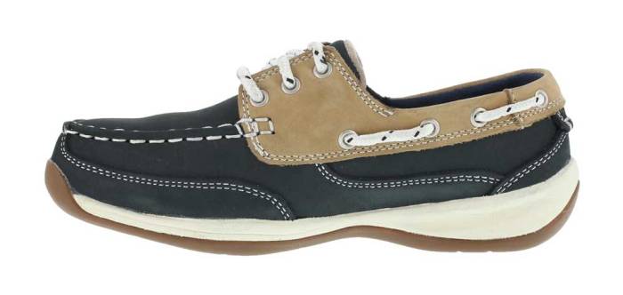 alternate view #3 of: Rockport Works WGRK670 Navy/Tan Steel Toe, SD, Women's Sailing Club 3 Eye Boat Shoe