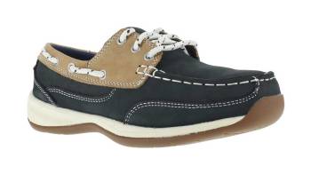 Zapato nßutico de 3 orificios para cordones, de mujer, SD, con puntera de acero, azul marino/tostado, Rockport Works WGRK670