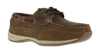 Rockport Works WGRK6736 Brown Steel Toe, EH, Men's Sailing Club 3 Eye Boat Shoe