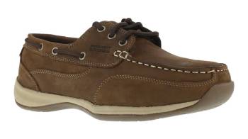 Rockport Works WGRK676 Brown Steel Toe, EH, Women's Sailing Club 3 Eye Boat Shoe